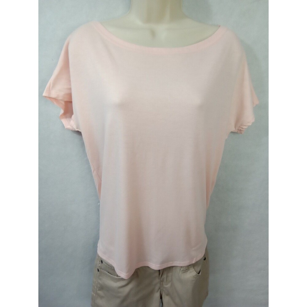 Tee Shirt‎ Womens Large Pink Criss-cross Open Back  short sleeve